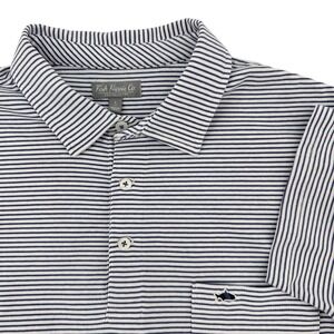 Fish Hippie Co. Men's Large Striped‎ Golf Polo Shirt Short Sleeve